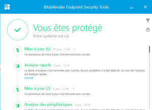 Bitdefender interface état de la protection - ACAS